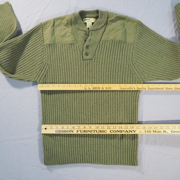 Orton Sweater Mens Large Green Lambswool Fisherman Pullover Thick Heavy - Picture 4 of 8